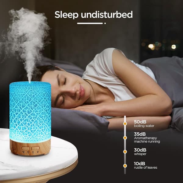 Æterisk oliediffuser, aromaterapi, 150 ml, elektrisk ultralyd æterisk oliediffuser med luftfugter, 7 LED-farver, til hjemmet, kontoret, huset, yoga