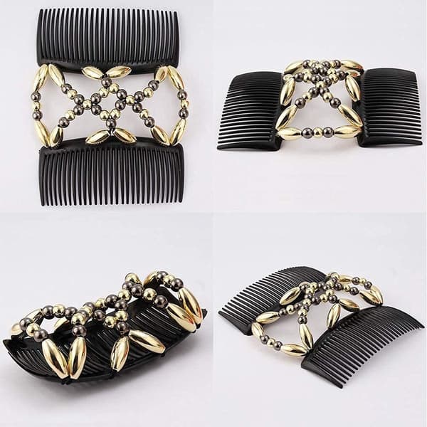 5-delat pärlbesatt hårspänne - Stretch Comb elastiskt hårspänne - Comb hårspänne