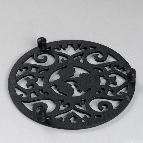 Støbejerns coaster, holdbar, sort, 13,5 cm