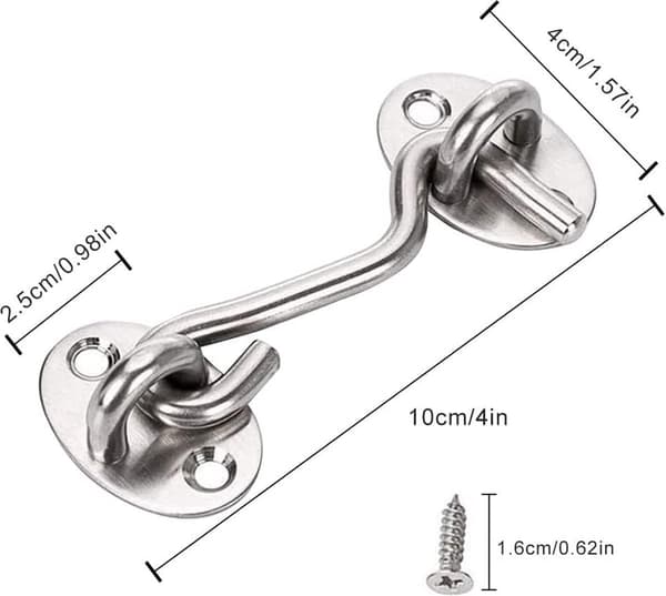 ING Teräksiset ovikoukut - 2 kpl - tuulikoukut - lukitaan koukulla - 10 cm
