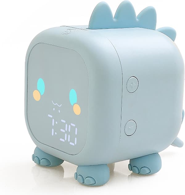ING Søvntræner, Børn, Børnevækkeur, Børnenatlampe, Blå Dinosaur