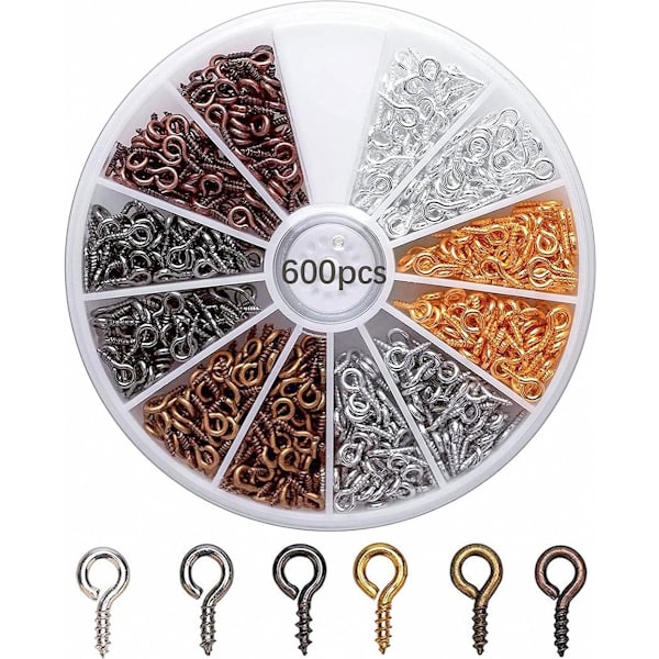 600 kappaletta - Seinäkoukut - Spiraalikoukut - 8 mm pituus - Ripustuskoukut