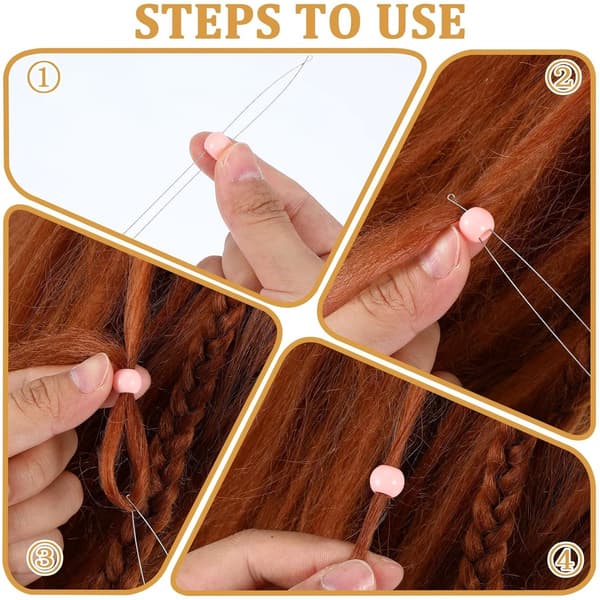 ING Microring loop, Microring nål 4 stk, hair extensions, trådning, perler
