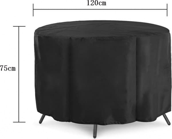 ING Havemøbelsæt - 120 x 75 cm - rund - 210D Oxford stof - sort