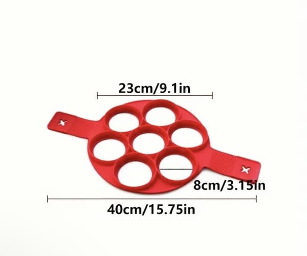 ING Silikon Pannekakeform – Non-stick Mini Pannekake- og Eggpanne – Rød – 23 cm i diameter
