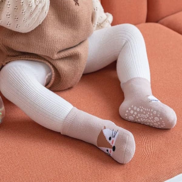 6 Par Baby Vinterstrømper med Skridsikker og Tyk Termisk Grib