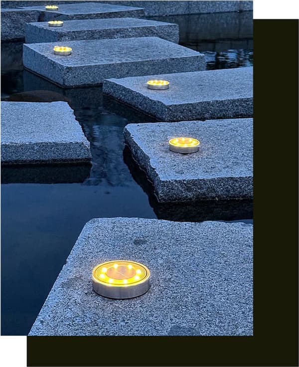 ING LED Solcelle Jordlamper - (8 stk.) Varm Hvid Rustfrit Stål - IP68 Vandtæt