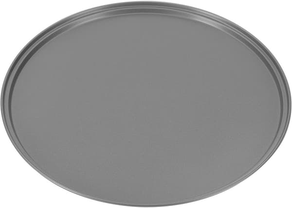 ING Rund pizzaform, non-stick belægning, kulstofstål, egnet til pizza og brød, 36 cm diameter, let bageform, grå