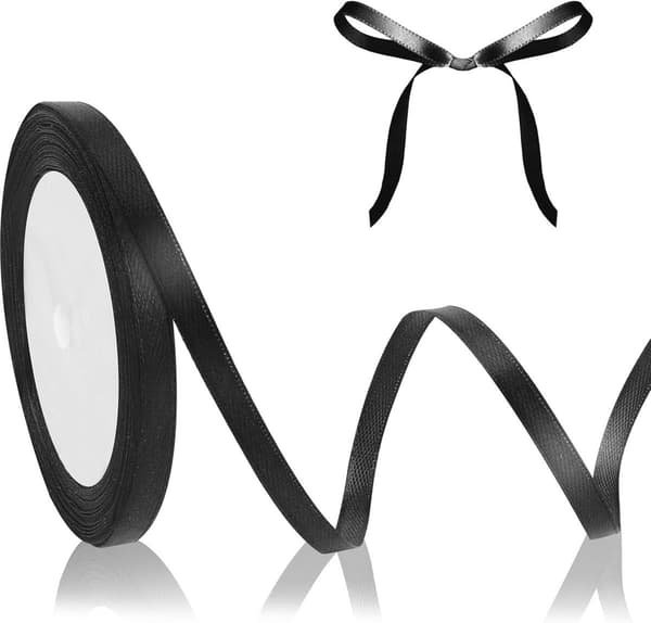 ING Sort satinbånd til gaveindpakning, 23m x 6mm