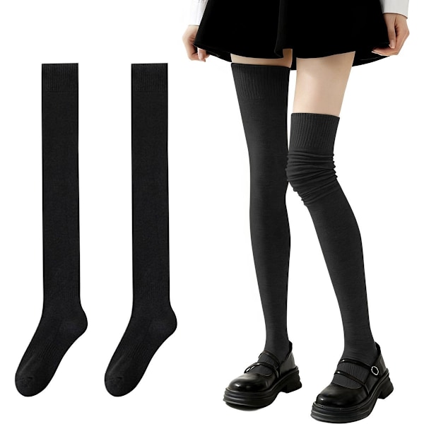 ING Knæstrømper - Over-knee strømper - 100 cm længde - Størrelser 36-40 - Sort