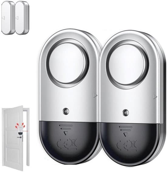 ING 2 dörrlarm - 125 dB - Sensor - Inbrottssäker - Batteri ingår - Inbrottslarm
