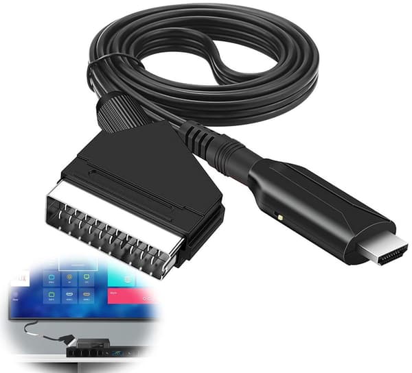 ING SCART til HDMI, Multifunksjonsadapter, Videokonverterer, Inkluderer HDMI-kabel og SCART. Full HD 1080P/720P lyd/videokonverterer