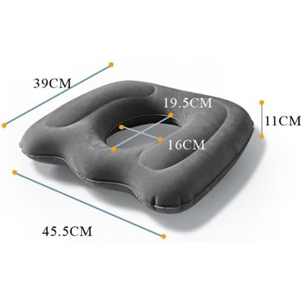 Ergonomisk Siddepude - Oppustelig Pude - 45*39 cm (Grå)
