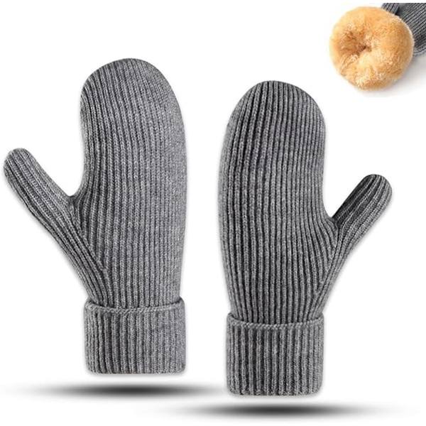 ING Vinterhandskar i ull för kvinnor och män, elastiska och extra varma vantar med pälsfoder för snö och kallt väder, perfekt present
