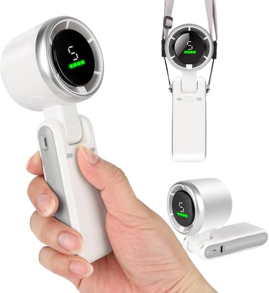 Mini Ventilator – 3600mAh USB Ventilator – 5 Hastigheder – Håndholdt Ventilator med LCD Display – 180° Justerbar Grøn