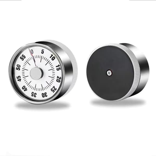 ING Timer, rustfritt stål, visuell timer, mekanisk timer, nedtellingspåminnelse, timer, stoppeklokke, magnetisk, egnet, skole, timere