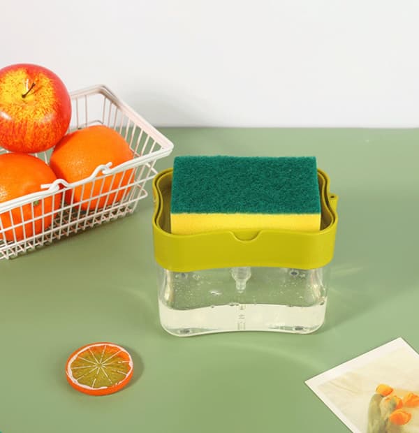 Såpedispenser Såpedispenser og Svampholder Såpedispenser for Oppvaskmaskin med Svamp Såpepumpe Ingen Boring Oppvaskmiddeldispenser for