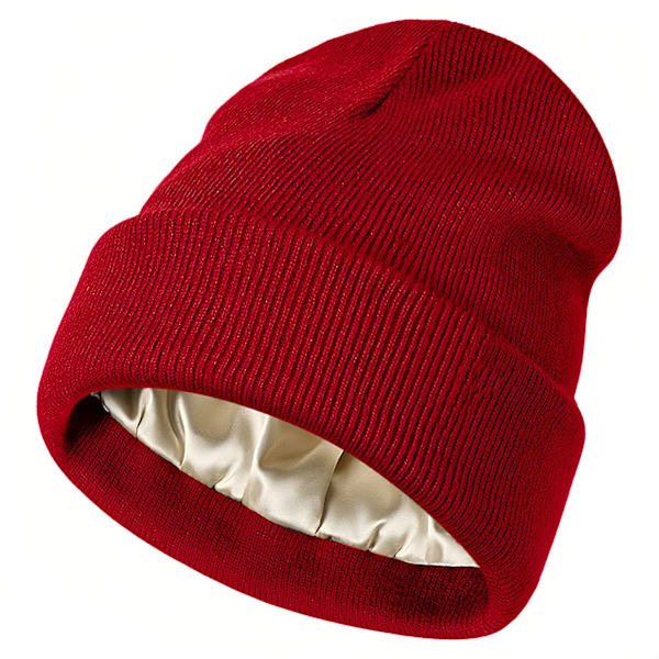 ING Vintermössa - Satinfoder - Varm, Bekväm och Lös Passform - Unisex (Burgundy)