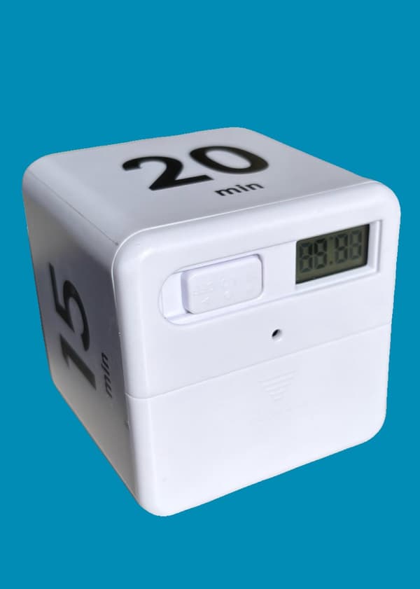 ING Kubetimer for tidsstyring og kjøkkentimer, treningstimer, roterende digital timer, workshops, Pomodori (15-20-30-60 minutter)