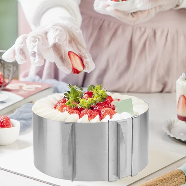 ING Justerbar bakeramme - 16-30 cm i diameter, 8 cm i høyde - kakeform - bakeform - rustfritt stål - sølv