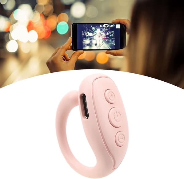 Bluetooth fjärrkontrollsidvändare/ringscrollare för TikTok, kompatibel med iOS- och Android-system, stöder foto- och videoappar (rosa).