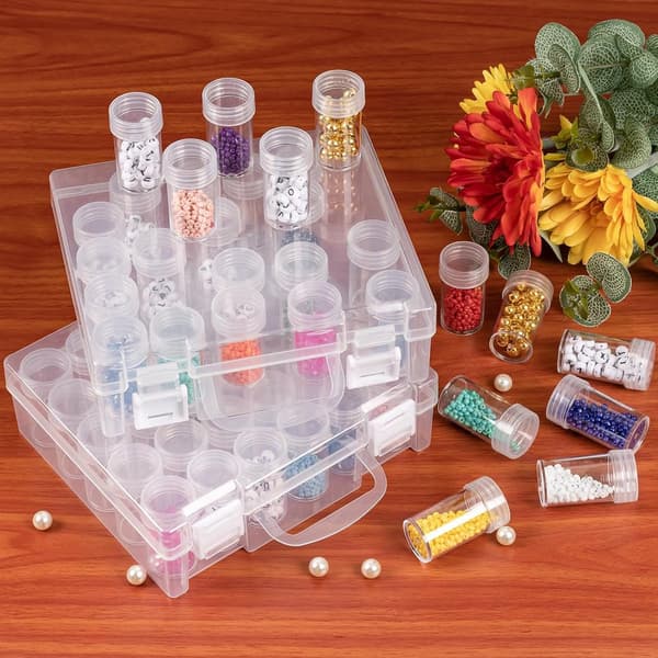 30-roms oppbevaringsboks for diamantmaling, klar plastperleboks