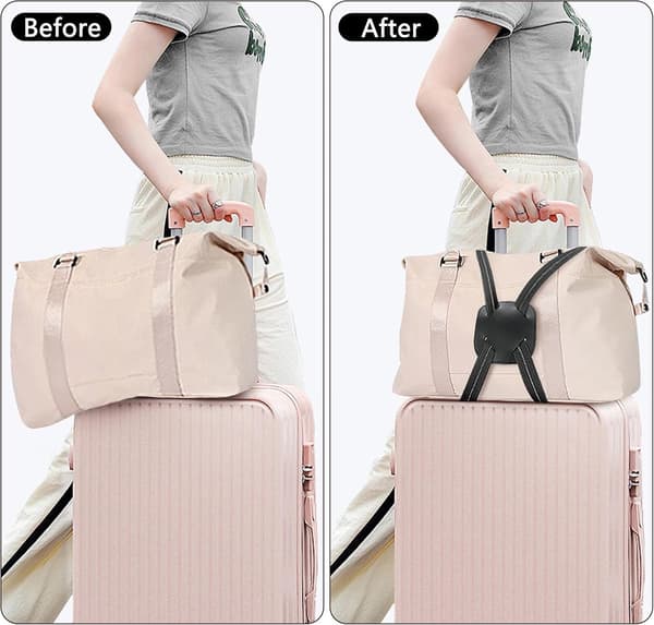 ING Bagage Elastiska Remmar för Väskfästning 2-pack Justerbara Elastiska Bagageremmar med Spänne Svarta Bagageremmar för Resväskor Handbagage