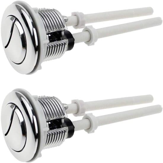 2 toiletknapper - Dobbelt skylleknapper - 38 mm - Toilettilbehør - Forkromet - Sølv