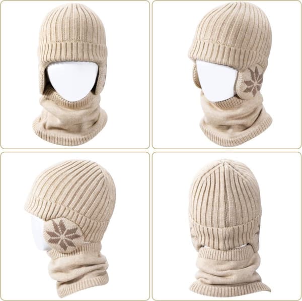 Barnbalaclava fleece ullmössa för pojkar från 4 år, Stickad vintermössa