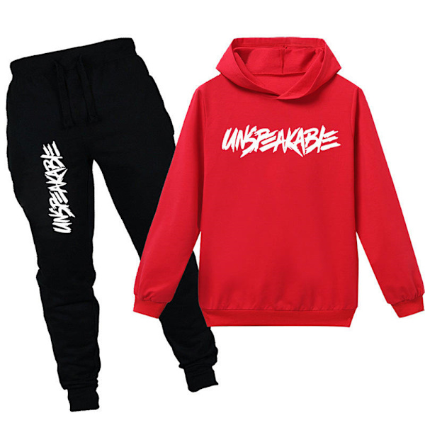 Outsäglig Barn Hoodie Merch Hooded Sweatshirt Toppar Byxor Set V red 150cm