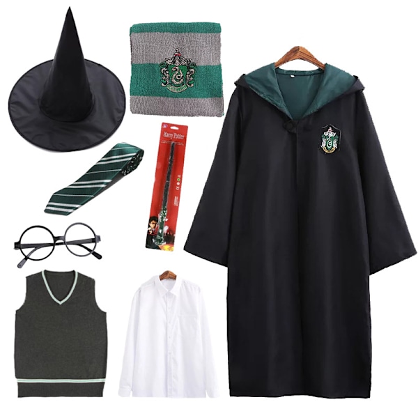 Harry Potter 8ps Set Magic Wizard Fancy Dress Cape Cloak S Slytherin Slytherin S