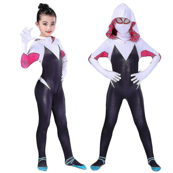 4-10-vuotiaat tytöt Spider Gwen naamio cosplay haalari puku 6-7 Years