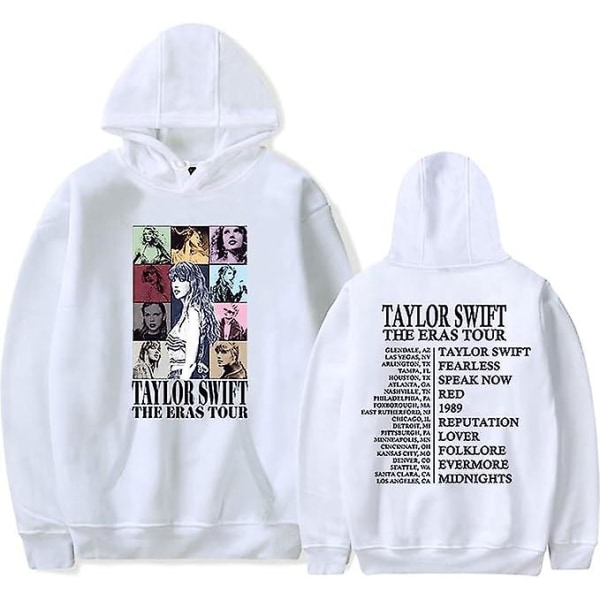 Pullover hoodies til Taylor The Eras Tour Swift sweatshirt med hætte Casual hættetrøje med lomme White 2XL