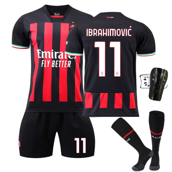 2023 ny AC Milan trøje nr 11 Ibrahimovic 9 Gill 19 Special Olympics fodbolddragt til børn Størrelse 11+sock protecto y Size 11+sock protectors Children's size 22