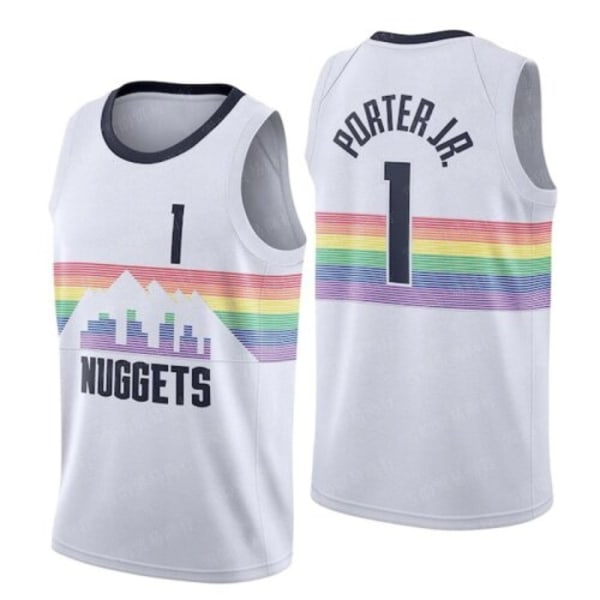 Herre Baskettrøje JOKIC 15# MURRAY 27# PORTER JR. 1# Voksen Mode Top tee port T-shirts V white #1 S