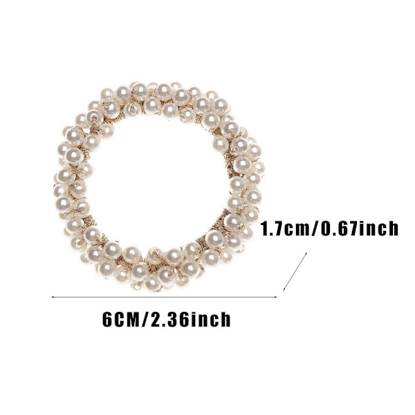 5 stk Elastisk Pearl Hår Tie Rep Hårring Hårbånd Hårtilbehør White
