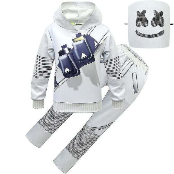 Barn Pojkar Flickor Marshmello Dj Led Mask Hoodie Cosplay Costume Party Fa H 150 9-10 År V