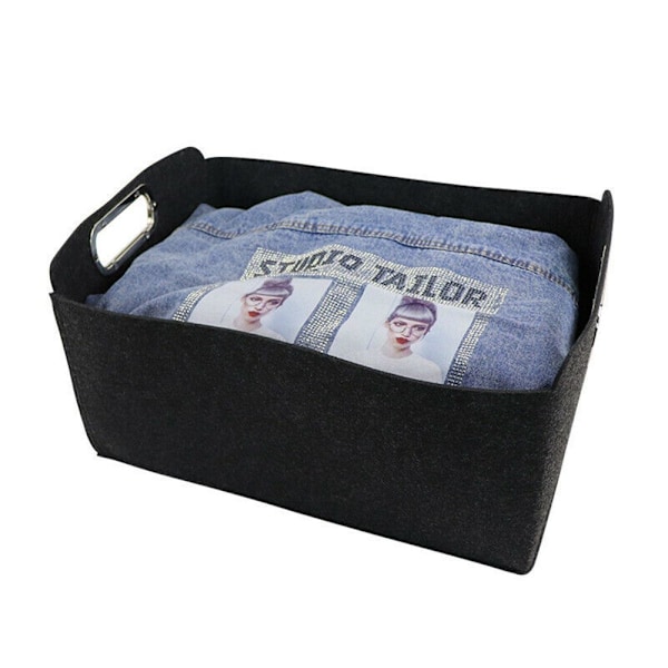 Filt Förvaringskorg Kläder Organizer Diverse Behållare MÖRK Dark grey Dark grey L