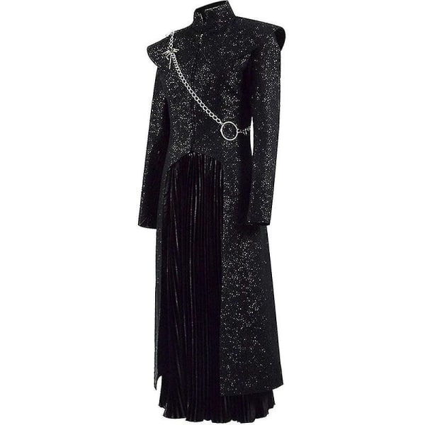 Daenerys Targaryen Dany Cosplay Kostyme Middelalderen Kjole Uniform Svart Outfit Kappe Halloween Festdrakt For Kvinner Voksen V XL