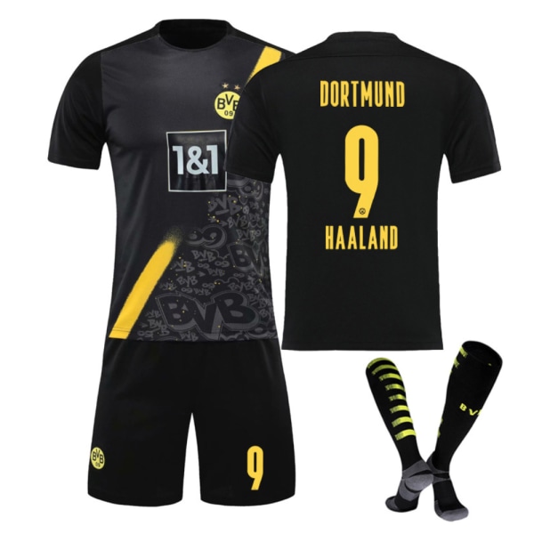 Dortmund Away Haaland fotbollsdräkter för barn för pojkar black 8-9 Years