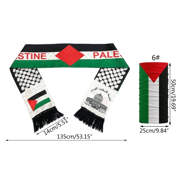 Print Palestina Flag Scarf Lång Satinhals Scarf Palestina Flag Neck Sjal Jerusalem Arabisk Sash för alla åldrar NX 1