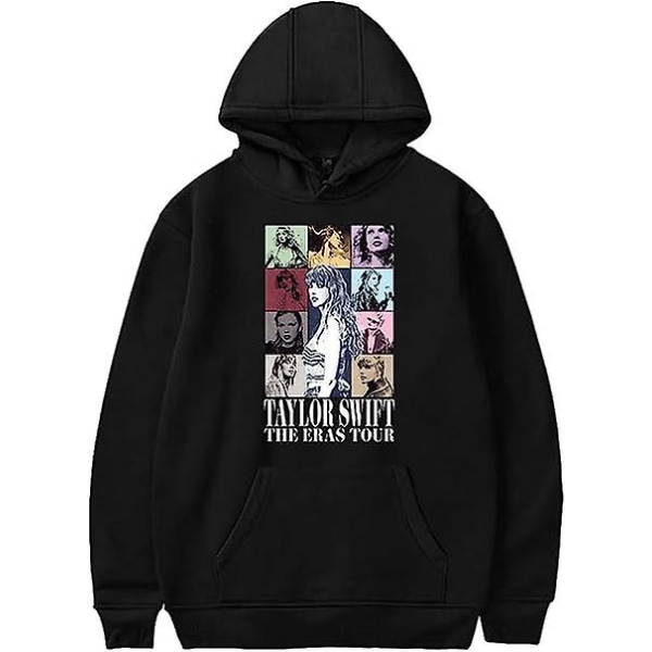 Pullover hoodies til Taylor The Eras Tour Swift sweatshirt med hætte Casual hættetrøje med lomme Black XL