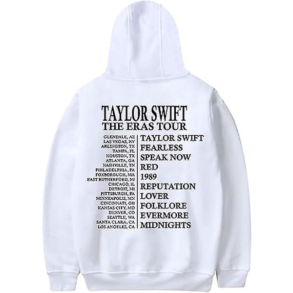 Taylor The Eras Tour Swift huppari vetoketjulla Casual huppari taskulla White XXS
