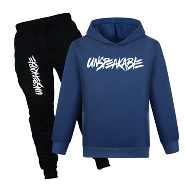Outsäglig Barn Hoodie Merch Hooded Sweatshirt Toppar Byxor Set V Royal blue 160cm
