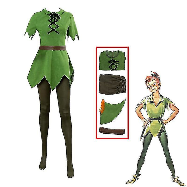 Peter Pan Cosplay Anime Costume Green Elf Uniform Dresses Boys Girls Halloween Carnival Costume Fancy Dress Suit Men -a Kid 150 Z Kid 150 Men