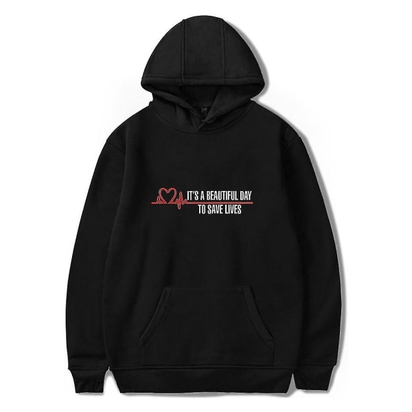 Grey's Anatomy American Drama Intern Hoodie Pullover Graafinen painatus Hupparit V Black S