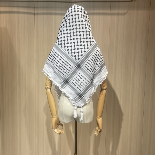 Palestine scarf, Keffiyeh, Arafat Hatta, bred med tofsar, Shemagh Keffiyeh Arab hundtand100% bomull Unisex halsdukar Z
