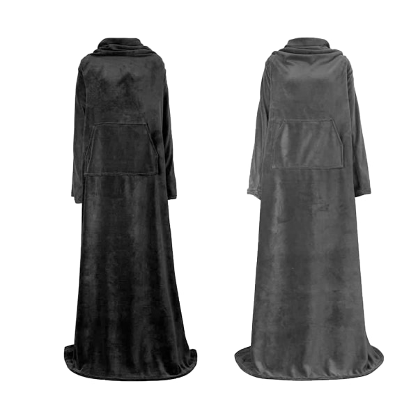 Bärbar filt med ärmar Vintermjuk sofffilt fullbody Yz gray