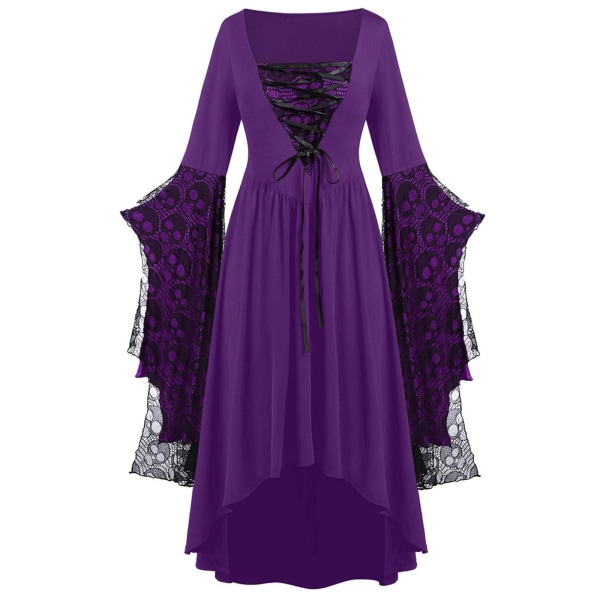 Voksen Punk Gothic Witch Carnival Cosplay Kostyme Heks Vampyr Festkjole Halloween Lilla Tema Z Purple Theme L