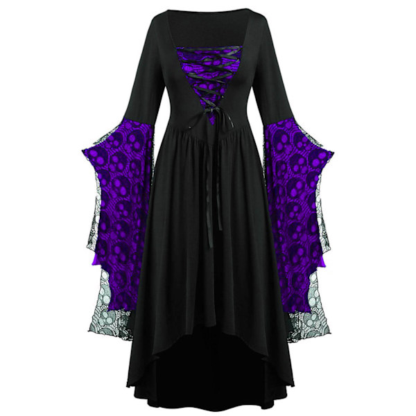 Voksen Punk Gothic Heks Karneval Cosplay Kostume Heks Vampyr Festkjole Halloween Sort Z Black S
